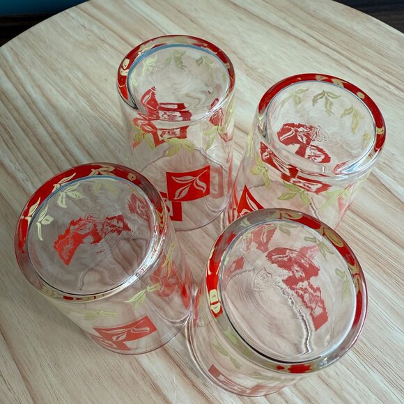 Federal Glass Co Set Juice Pitcher and Glasses Art Deco Red Yellow Mid Century - Picture 14 of 16